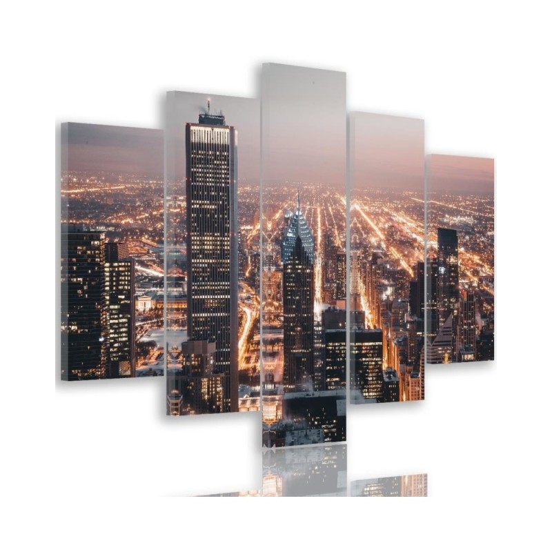 Canvas painting - Skyscrapers at night | FEEBY