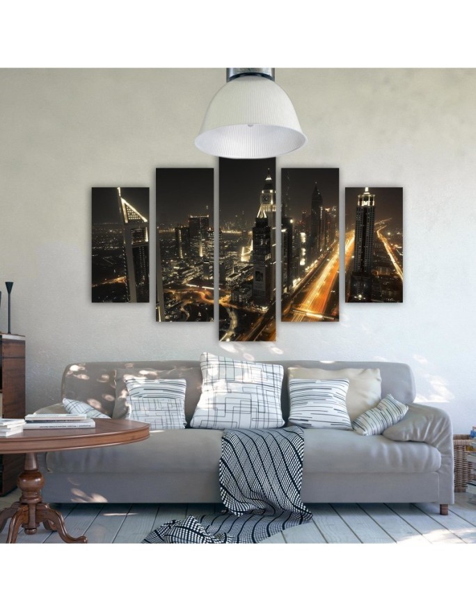 Canvas painting - Panorama of Dubai at night | FEEBY