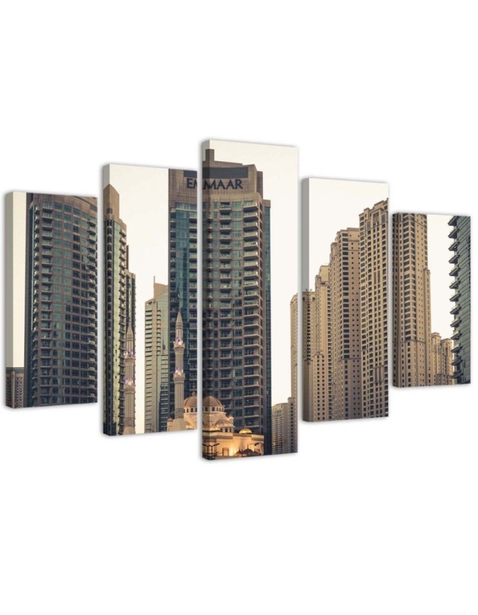 Fashionable 5 Piece Canvas print for the living room - Skyscrapers in Dubai | FEEBY