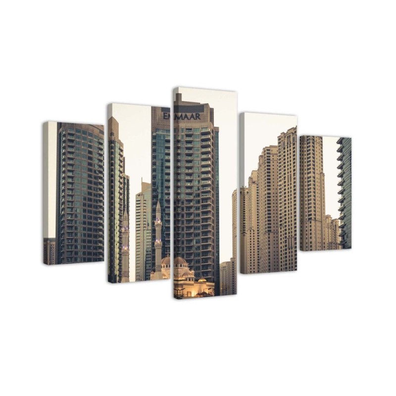 Fashionable 5 Piece Canvas print for the living room - Skyscrapers in Dubai | FEEBY