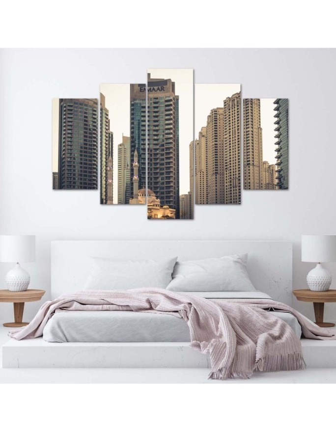 Fashionable 5 Piece Canvas print for the living room - Skyscrapers in Dubai | FEEBY