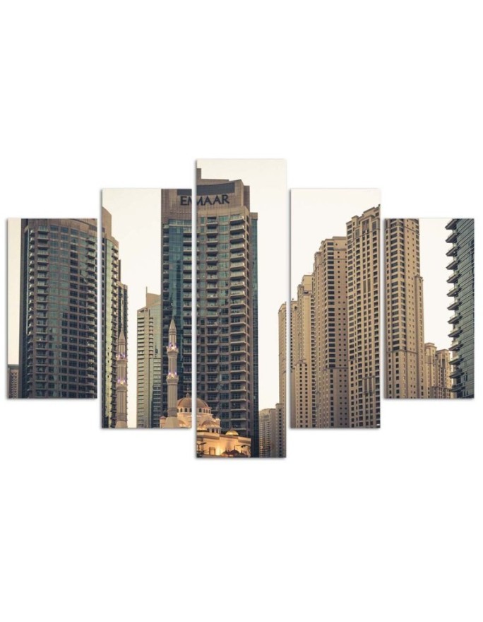 Fashionable 5 Piece Canvas print for the living room - Skyscrapers in Dubai | FEEBY