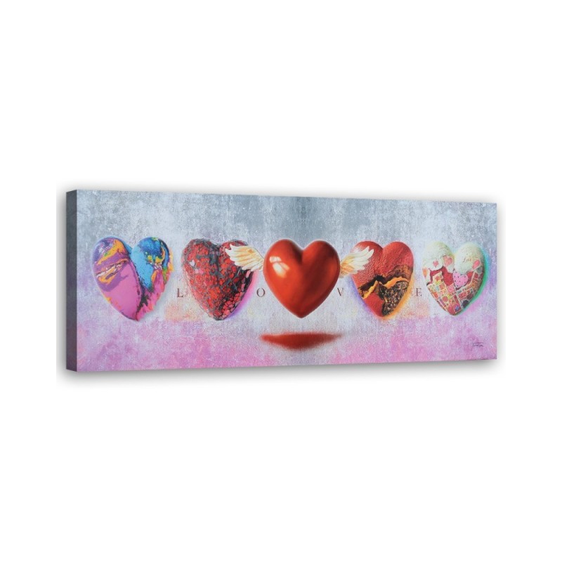 Canvas print - Hearts and love lettering on pink background | FEEBY