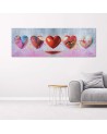 Canvas print - Hearts and love lettering on pink background | FEEBY
