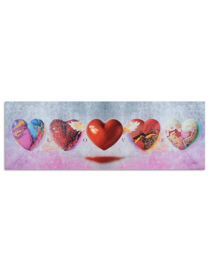 Canvas print - Hearts and love lettering on pink background | FEEBY