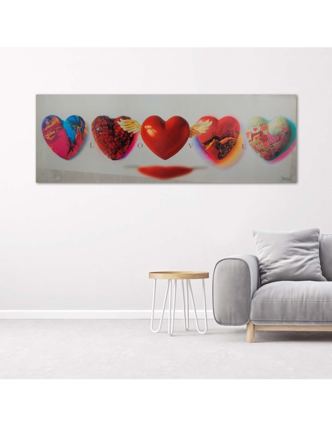 Canvas print - Hearts and love lettering on white background | FEEBY