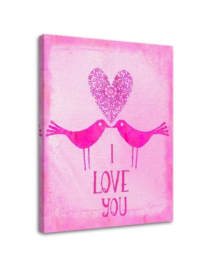 Abstract paintings - Two birds on a pink background | FEEBY