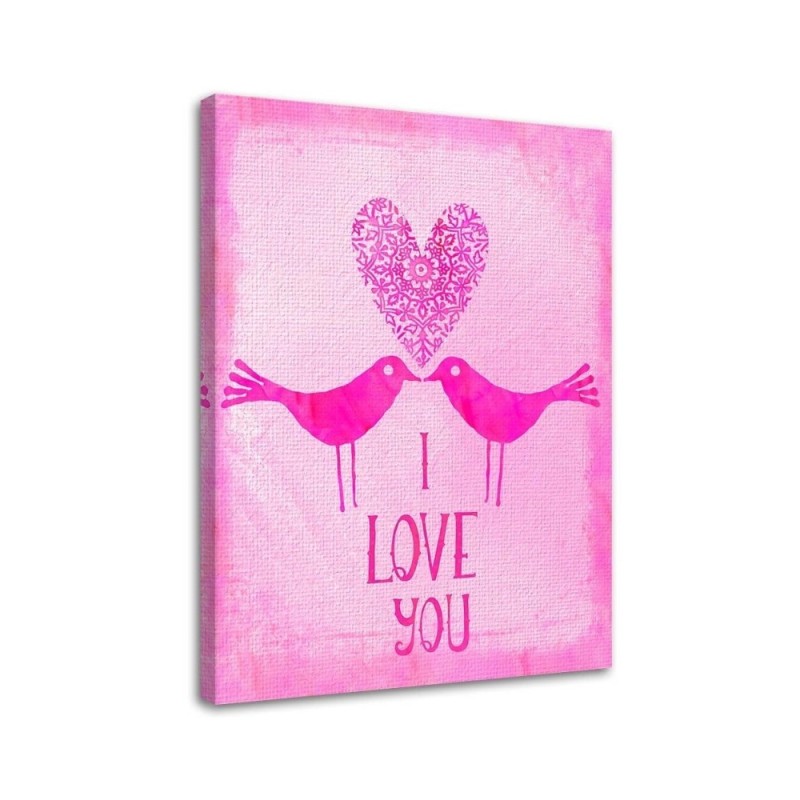 Abstract paintings - Two birds on a pink background | FEEBY