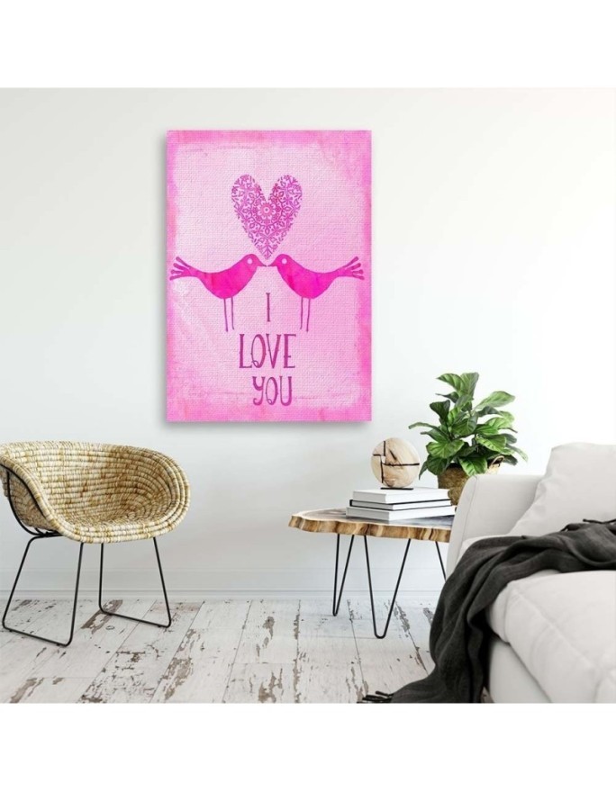 Abstract paintings - Two birds on a pink background | FEEBY