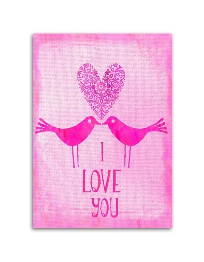 Abstract paintings - Two birds on a pink background | FEEBY