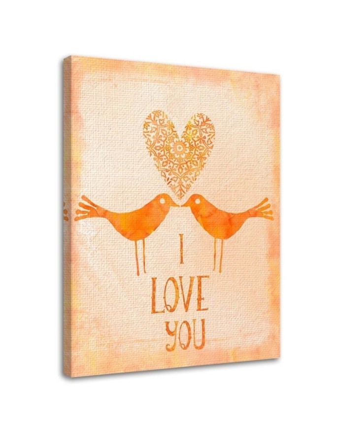 Abstract canvas paintings - Two birds on an orange background | FEEBY