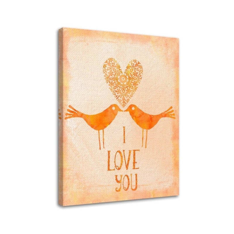 Abstract canvas paintings - Two birds on an orange background | FEEBY