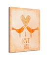 Abstract canvas paintings - Two birds on an orange background | FEEBY