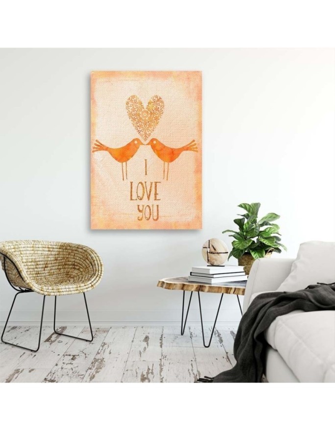 Abstract canvas paintings - Two birds on an orange background | FEEBY