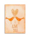 Abstract canvas paintings - Two birds on an orange background | FEEBY