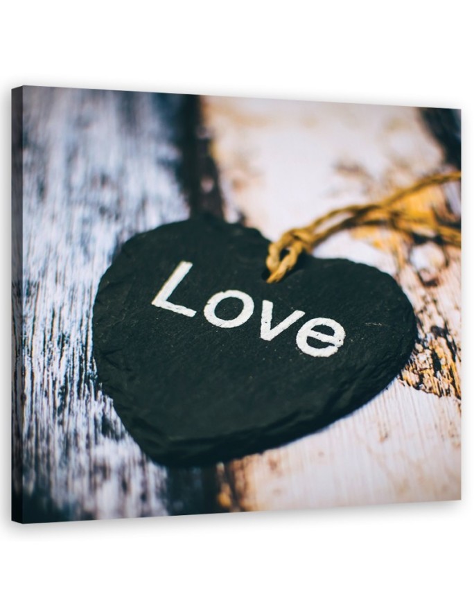 Abstract Canvas paintings - Heart wood lettering Love | FEEBY
