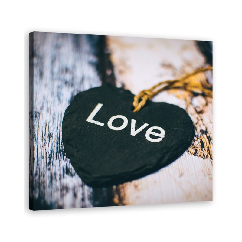 Abstract Canvas paintings - Heart wood lettering Love | FEEBY