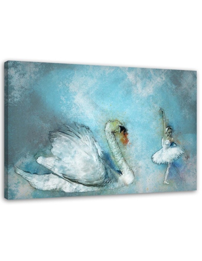 Decorative Canvas painting - Turquoise Swan and ballerina | FEEBY