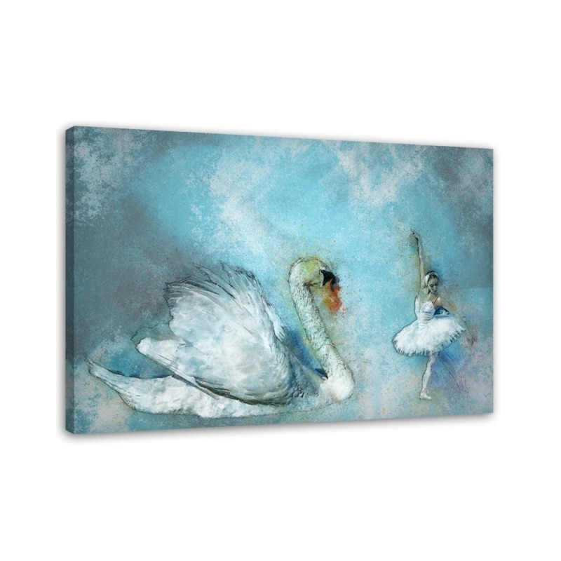 Decorative Canvas painting - Turquoise Swan and ballerina | FEEBY