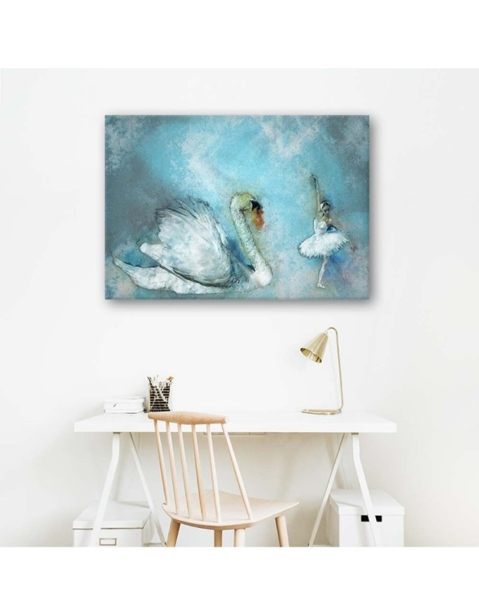 Decorative Canvas painting - Turquoise Swan and ballerina | FEEBY