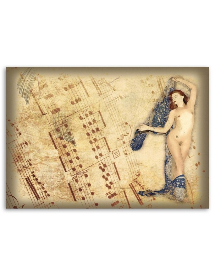 Naked woman and sheet music - Wall painting | FEEBY