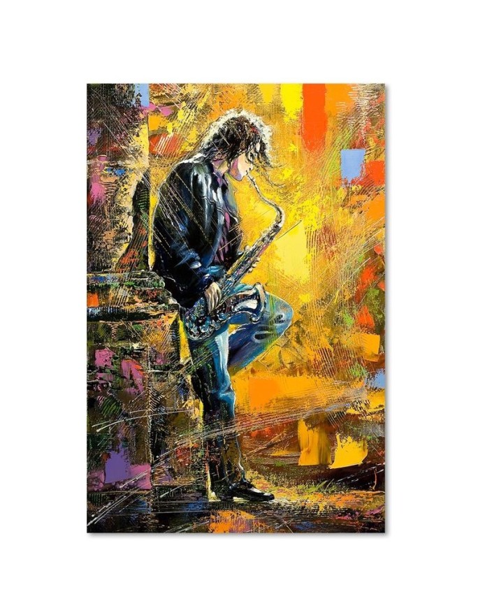 Musician with saxophone - Wall art painting. Buy now| | FEEBY