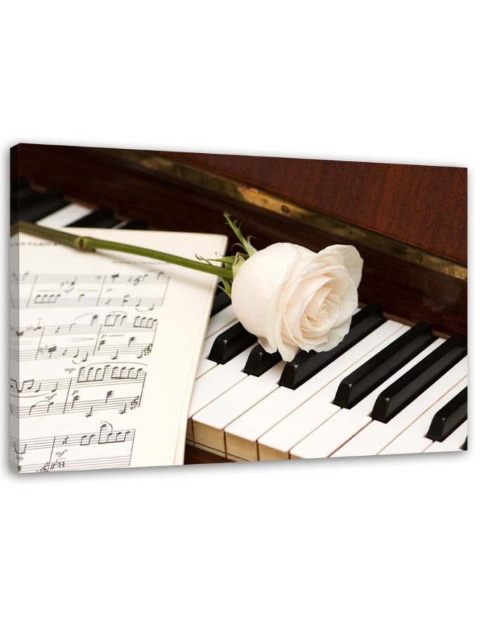 Canvas print Rose on a piano