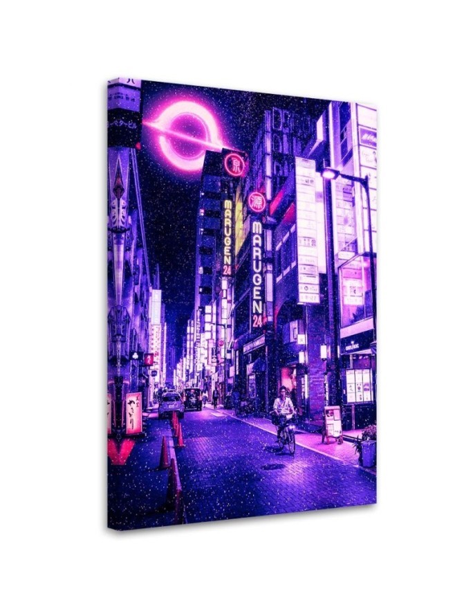 Modern Canvas paintings for wall - Snow among neon lights | FEEBY