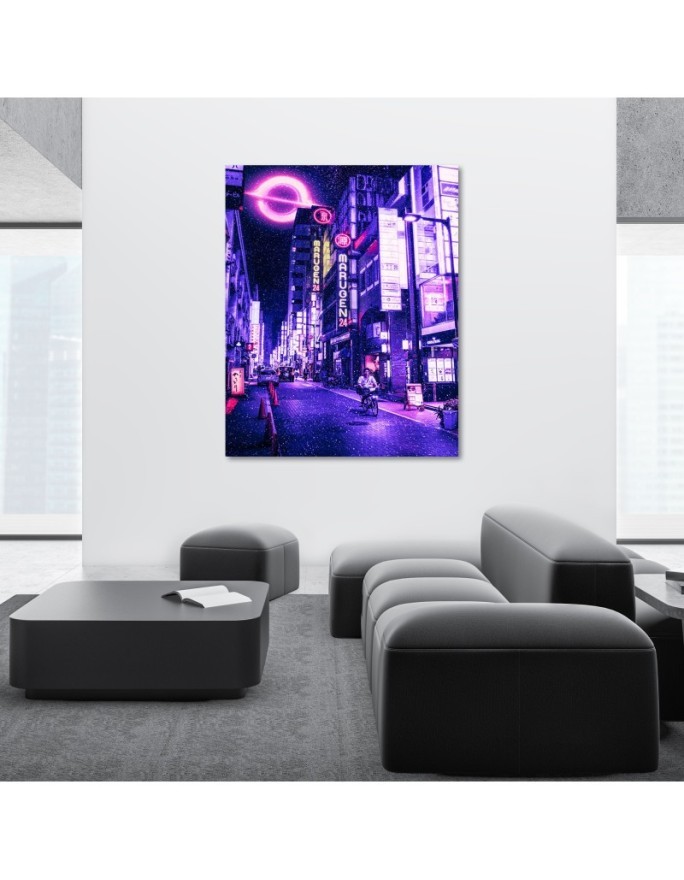 Modern Canvas paintings for wall - Snow among neon lights | FEEBY