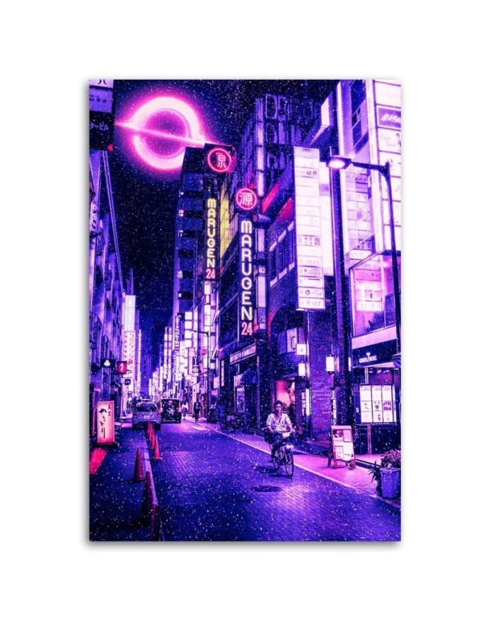 Modern Canvas paintings for wall - Snow among neon lights | FEEBY