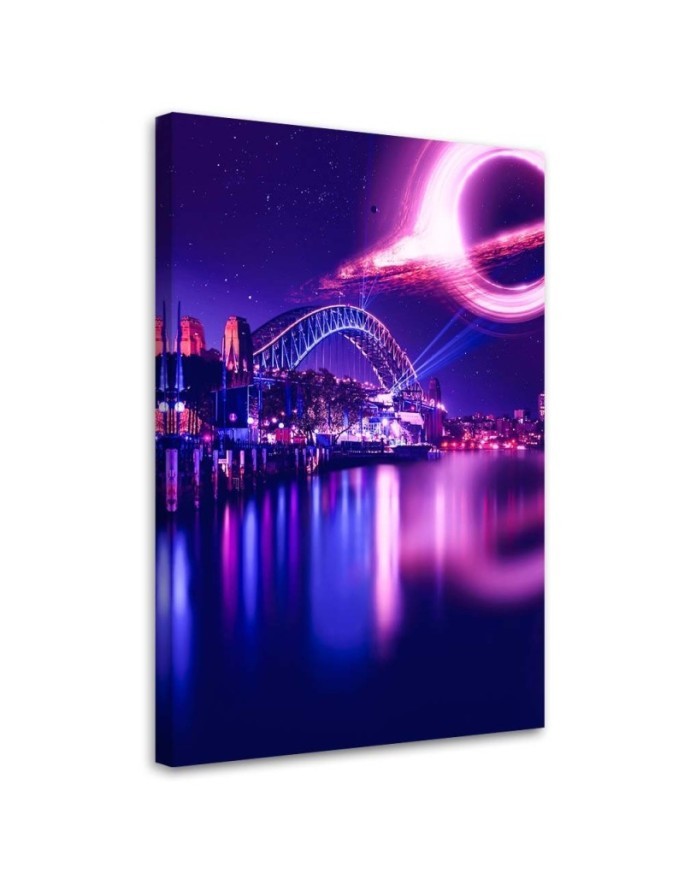 Planet over the bridge - Modern paintings for the living room | FEEBY
