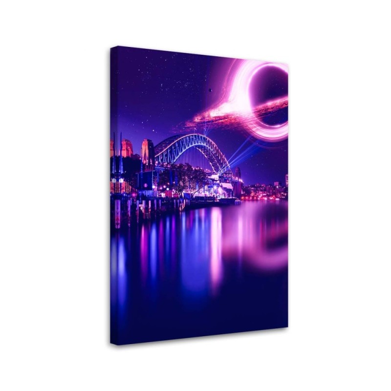 Planet over the bridge - Modern paintings for the living room | FEEBY
