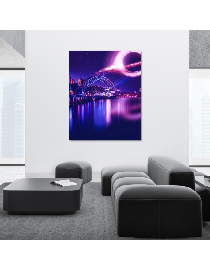Planet over the bridge - Modern paintings for the living room | FEEBY