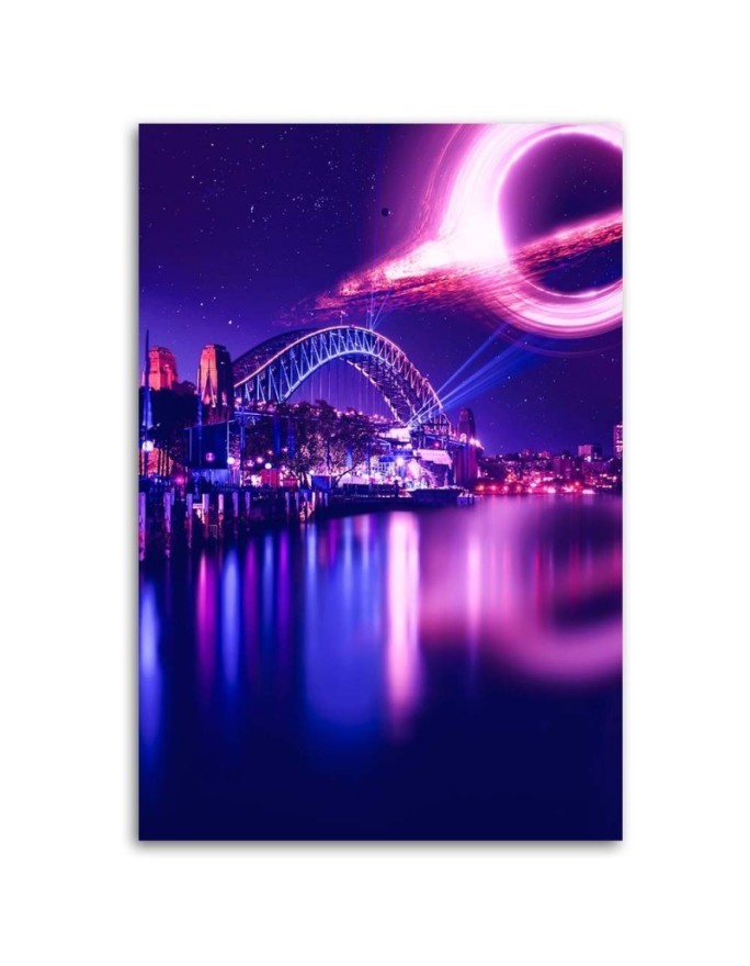 Planet over the bridge - Modern paintings for the living room | FEEBY