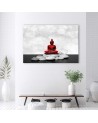 Red Buddha on stones - Oriental wall art paintings | FEEBY