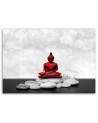 Red Buddha on stones - Oriental wall art paintings | FEEBY