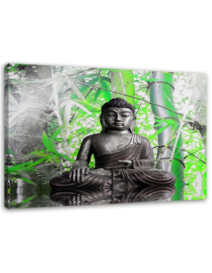 Canvas print Buddha and leaves