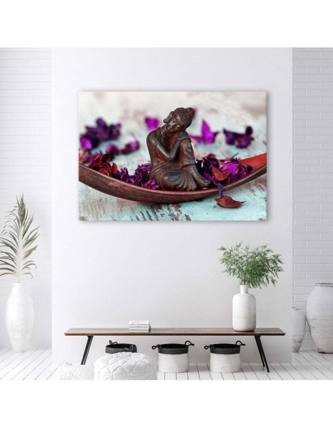 Abstract prints on canvas - Buddha and flower petals | FEEBY