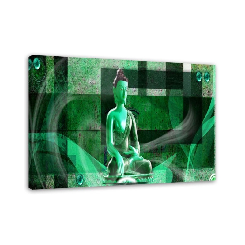 Abstract painting on canvas - Buddha on geometric background | FEEBY