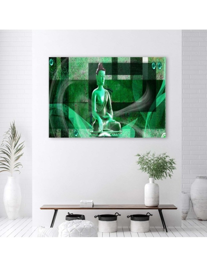 Abstract painting on canvas - Buddha on geometric background | FEEBY