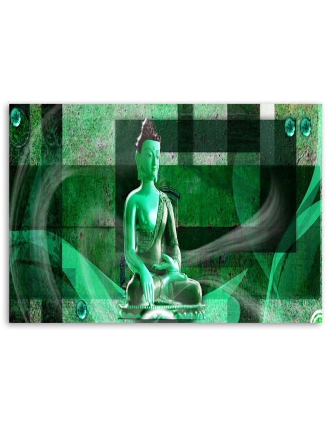 Abstract painting on canvas - Buddha on geometric background | FEEBY