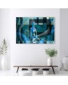 Canvas prints zen Buddhism - Buddha on geometric background blue | FEEBY