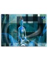 Canvas prints zen Buddhism - Buddha on geometric background blue | FEEBY