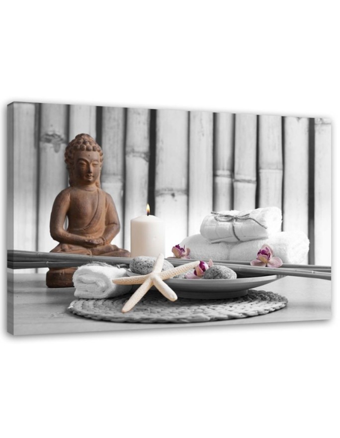 Canvas prints zen Buddhism - Buddha with candle | FEEBY