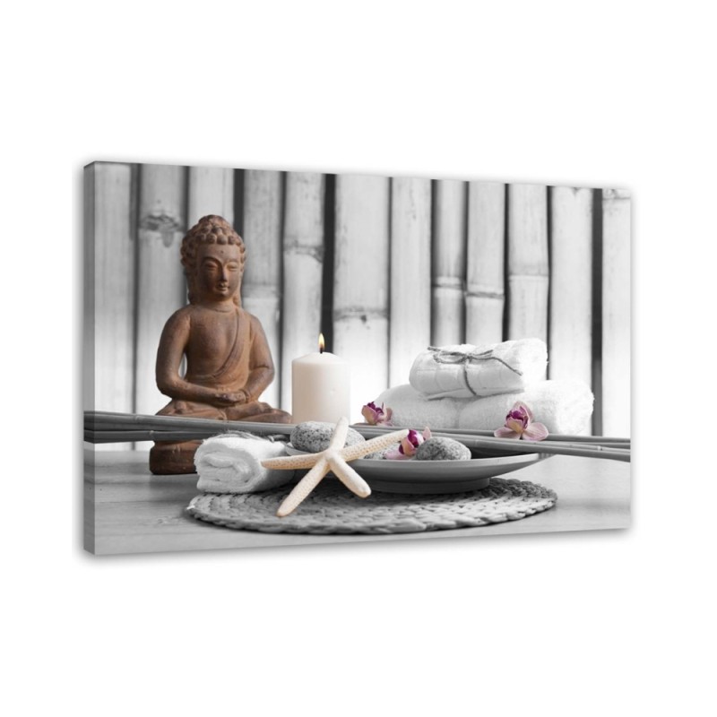 Canvas prints zen Buddhism - Buddha with candle | FEEBY