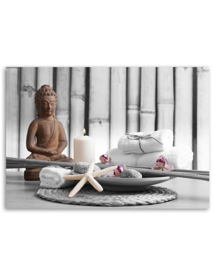 Canvas prints zen Buddhism - Buddha with candle | FEEBY