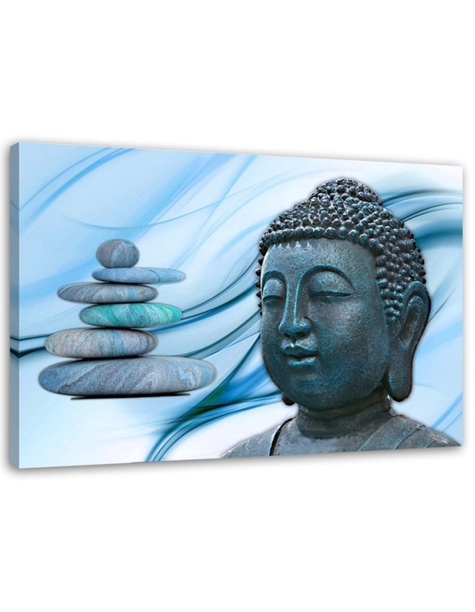 Wall art paintings - Buddha head and blue stones | FEEBY