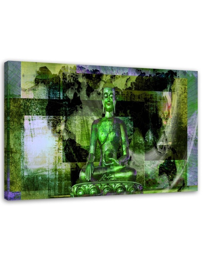 Wall art paintings - Buddha and abstract green background | FEEBY