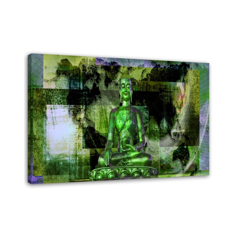 Wall art paintings - Buddha and abstract green background | FEEBY