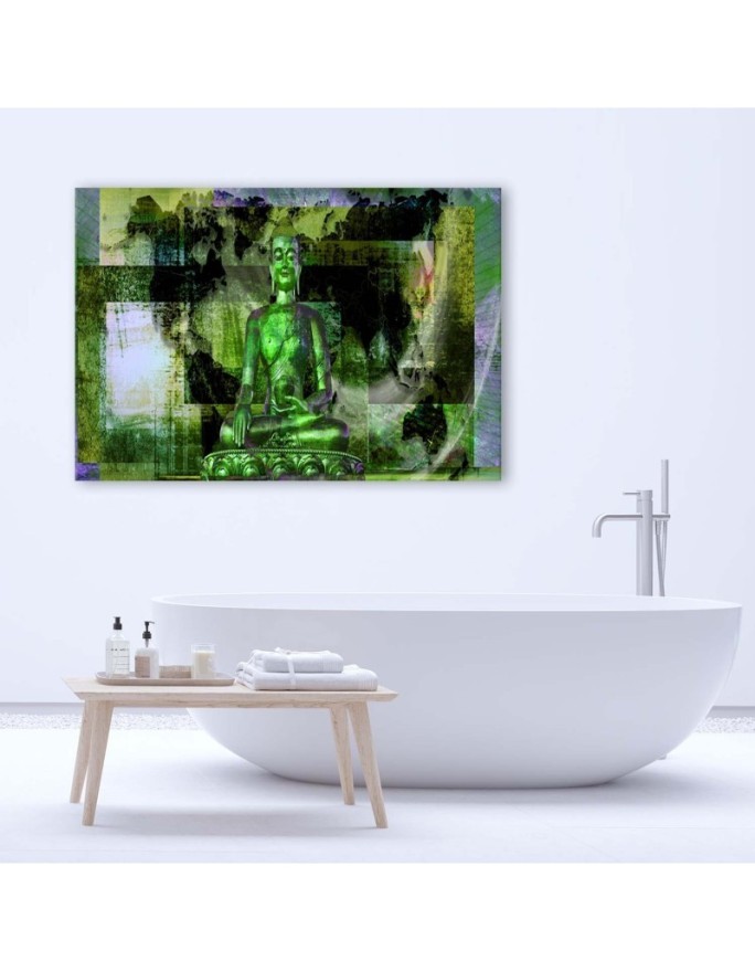 Wall art paintings - Buddha and abstract green background | FEEBY